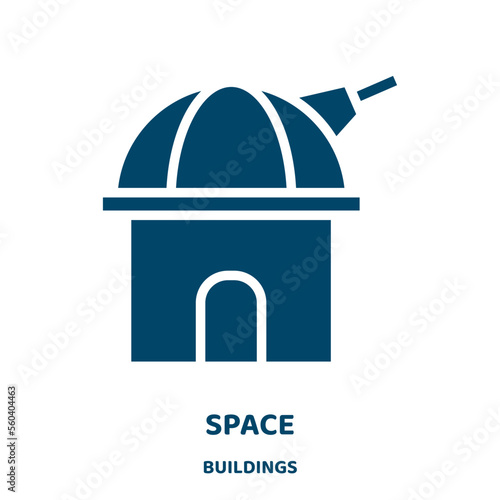 space vector icon from buildings collection. business filled flat symbol for mobile concept and web design. Black cartoon glyph icon. Isolated sign, logo illustration. Vector graphics.