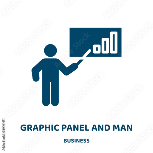 graphic panel and man vector icon from business collection. man filled flat symbol for mobile concept and web design. Black panel glyph icon. Isolated sign, logo illustration. Vector graphics.