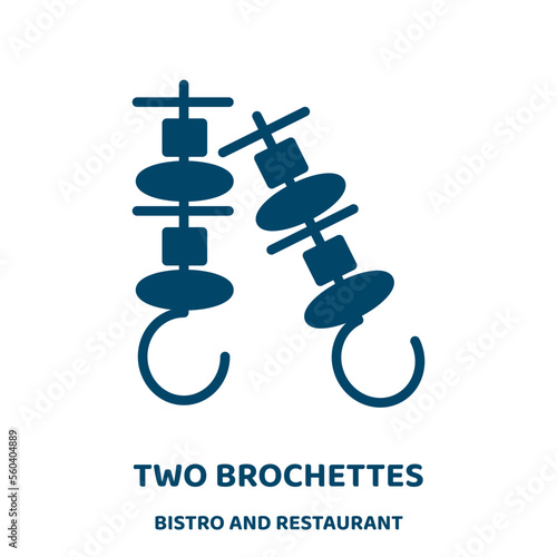 two brochettes vector icon from bistro and restaurant collection. brochette filled flat symbol for mobile concept and web design. Black lunch glyph icon. Isolated sign, logo illustration. Vector .