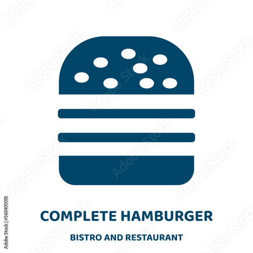 complete hamburger vector icon from bistro and restaurant collection. hamburger filled flat symbol for mobile concept and web design. Black pizza glyph icon. Isolated sign, logo illustration. Vector .