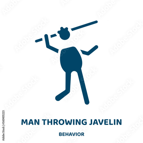 man throwing javelin vector icon from behavior collection. competition filled flat symbol for mobile concept and web design. Black action glyph icon. Isolated sign, logo illustration. Vector graphics.