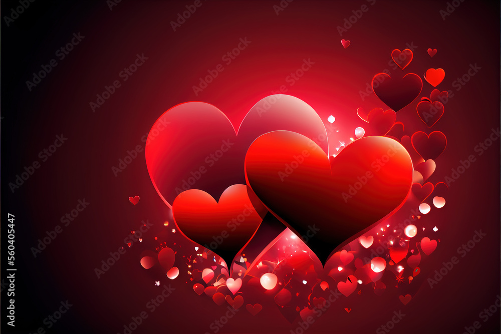 Romantic background red hearts, Valentine's Day with Generative AI Romantic background red hearts, Valentine's Day with Generative AI