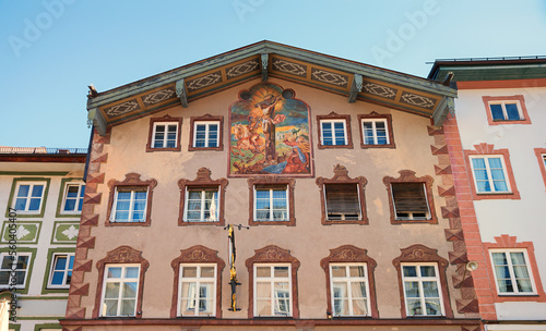 historic house front with mural painting, old town Bad Tolz