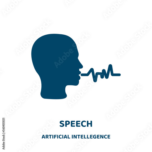 speech vector icon from artificial intellegence and future technology collection. bubble filled flat symbol for mobile concept and web design. Black app glyph icon. Isolated sign, logo illustration. .