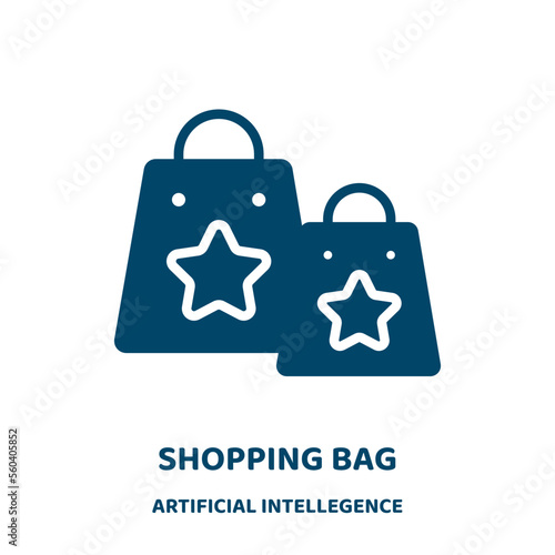 shopping bag vector icon from artificial intellegence and future technology collection. gift filled flat symbol for mobile concept and web design. Black retail glyph icon. Isolated sign, logo .