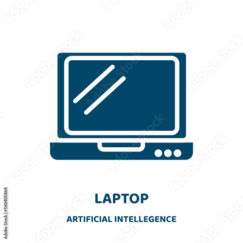 laptop vector icon from artificial intellegence and future technology collection. computer filled flat symbol for mobile concept and web design. Black notebook glyph icon. Isolated sign, logo .