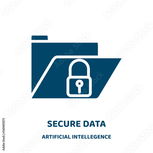 secure data vector icon from artificial intellegence and future technology collection. internet filled flat symbol for mobile concept and web design. Black security glyph icon. Isolated sign, logo .