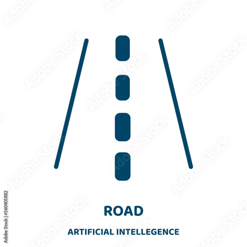 road vector icon from artificial intellegence and future technology collection. city filled flat symbol for mobile concept and web design. Black safety glyph icon. Isolated sign, logo illustration. .