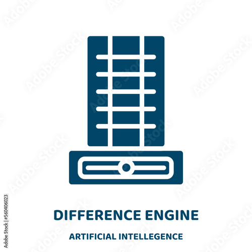 difference engine vector icon from artificial intellegence and future technology collection. engine filled flat symbol for mobile concept and web design. Black automobile glyph icon. Isolated sign, .