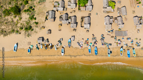 Photos Wooden houses in a fishing village on the ocean coastline