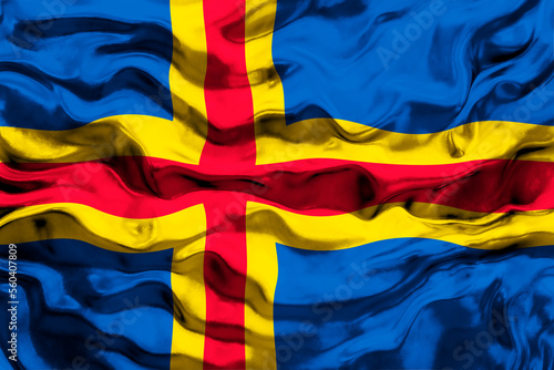 National Flag of Åland Islands. Background with flag of Åland Islands