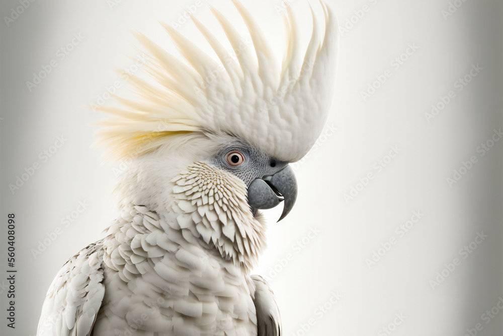 Hyperrealistic illustration of a cockatoo - close-up of a cockatoo - Bird