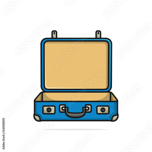 Open vintage suitcase for travel vector illustration