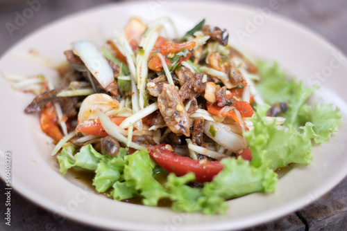Thai spicy salad on a plate