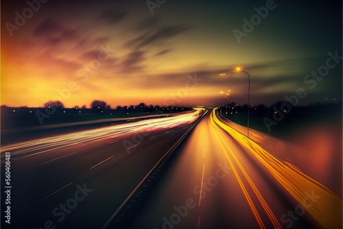 blurred highway evening, ai generated