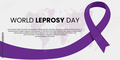 Flat illustration of World Leprosy Day. Vector banner ribbon 