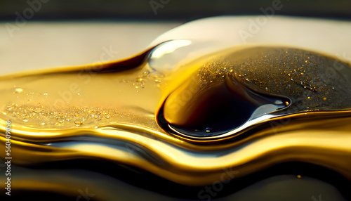 Fototapeta Naklejka Na Ścianę i Meble -  Olive or engine oil splash with waves luxury. 3d render.
