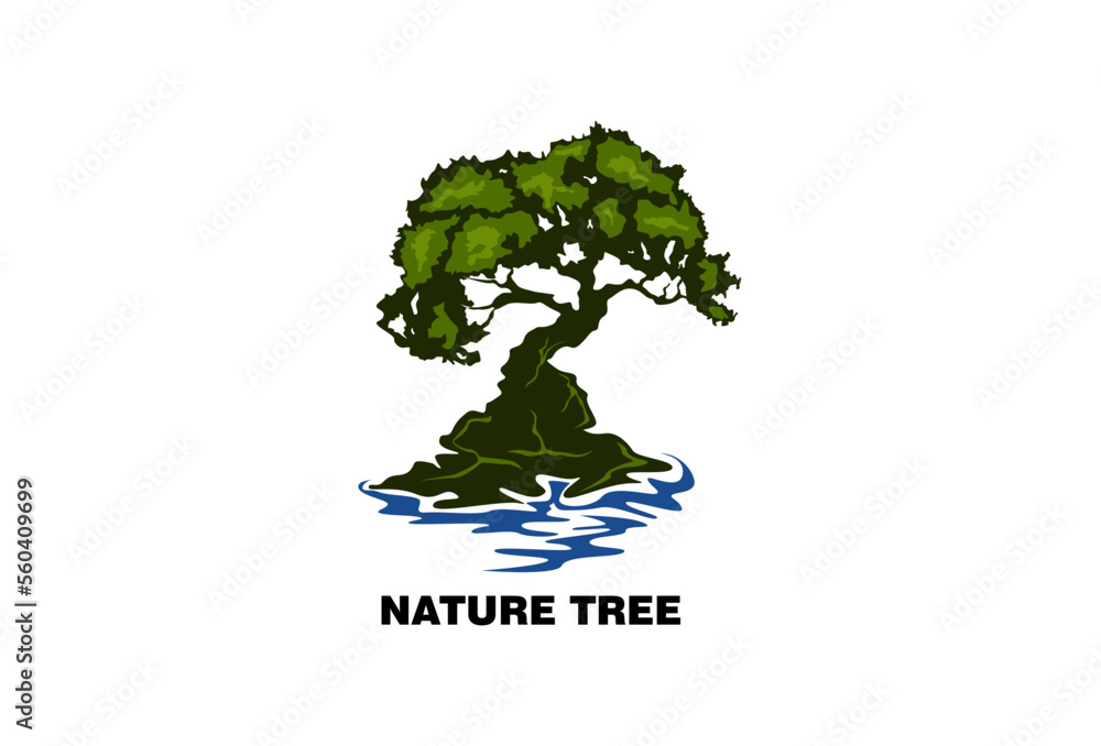 The Nature Tree Vector Logo. Eco green logo template. This is symbol of strength, power, longevity, freedom, fertility, hope and continuity.