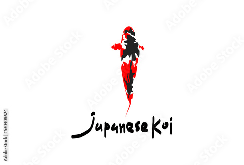koi fish vector in the dominant red, black and white colour of koi. elegant koi image of showa variety.