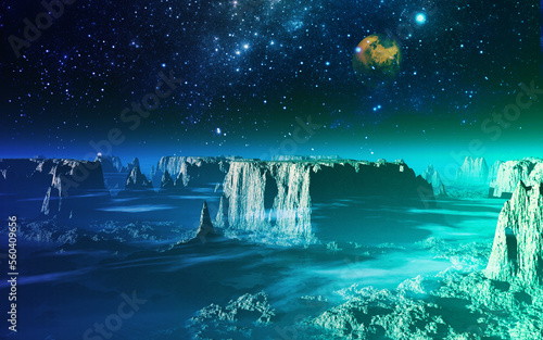 惑星風景　満天の星々　3DCG