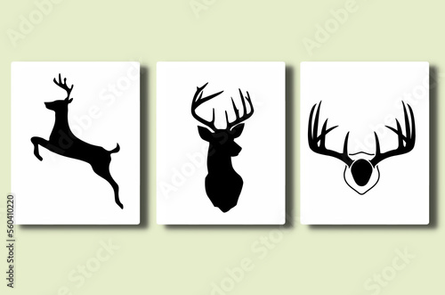 deer black sillhoutte on the frame wall photo