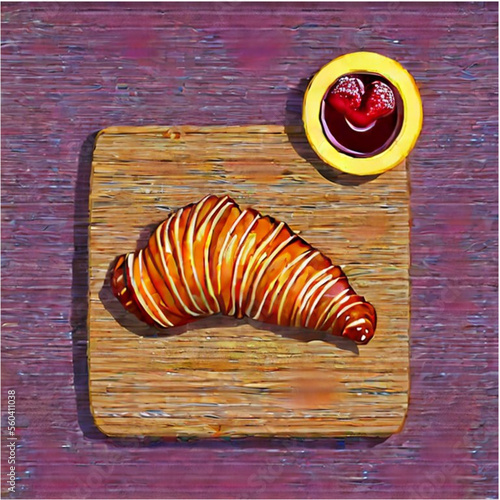 Französischer Frühstück mit Croissants, Butter und Marmelade
