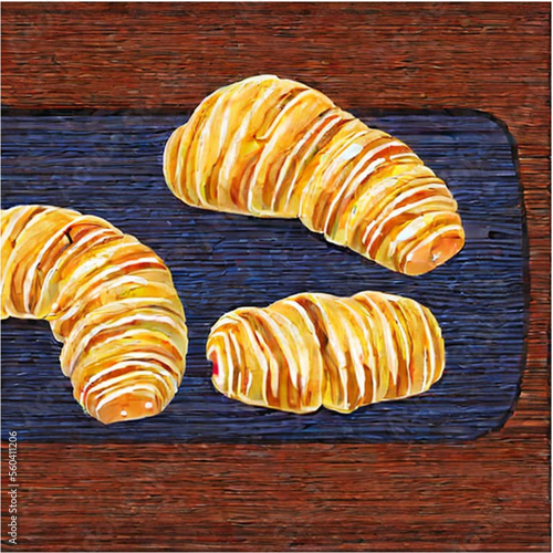 Französischer Frühstück mit Croissants, Butter und Marmelade