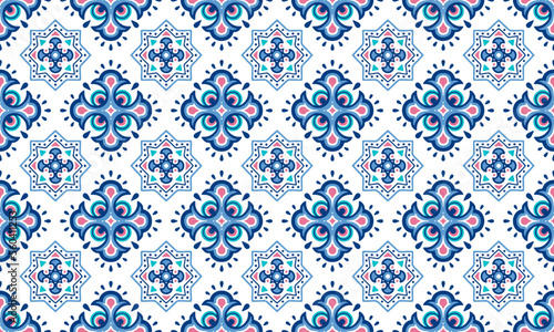 Ethnic Abstract Background cute blue indigo geometric tribal ikat folk Motif Arabic oriental native pattern traditional design,carpet,wallpaper,clothing,fabric,wrapping,print,batik,folk,knit,vector