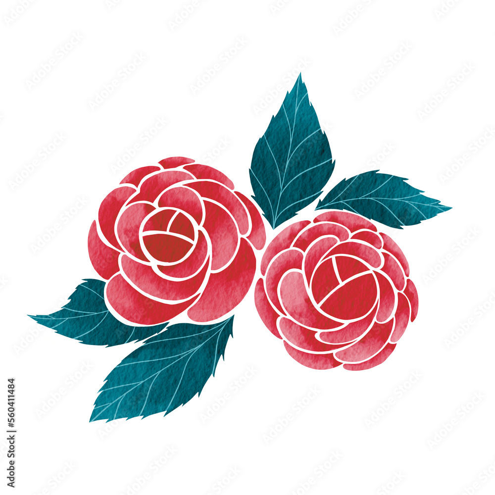 Obraz premium Bunch of rose watercolor illustration for decoration on Valentine’s day and garden.
