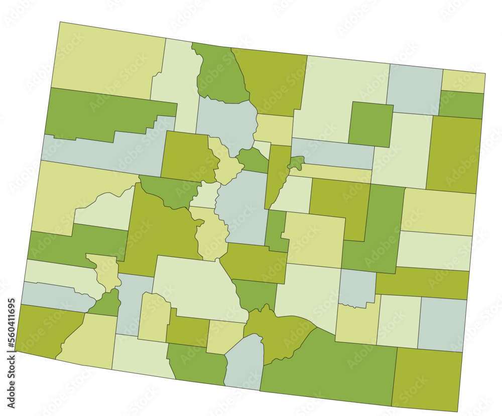 Highly detailed editable political map with separated layers. Colorado ...