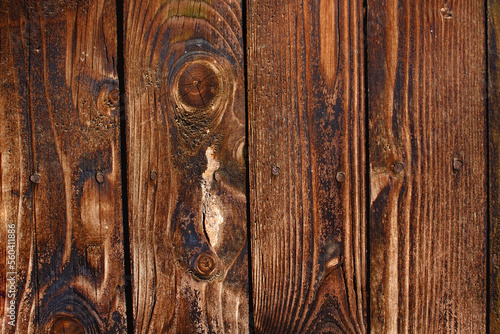 Wooden old grunge desk background. Aged textured hardwood surface