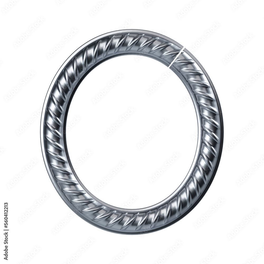 Letter o. font from construction rebar. 3D render Letter o. font from construction rebar. 3D render