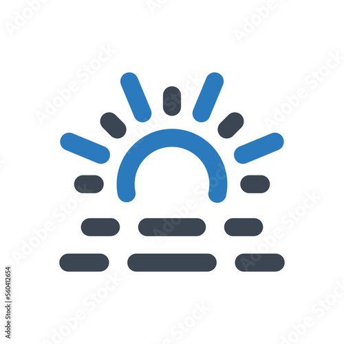 Sunrise icon - vector illustration . Sunrise, Sunset, Sun, Sunny, Weather, Forecast, Climate, Summer, morning, line, outline, icons .