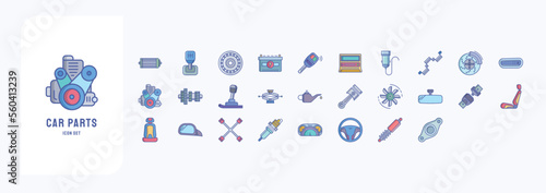 Car parts and automobile icon set