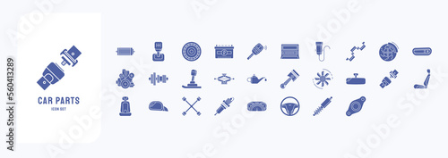 Car parts and automobile icon set