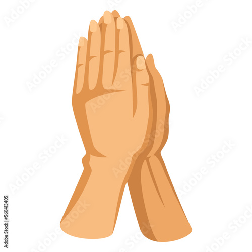 Christian illustration of hands folded in prayer. Happy Easter image.