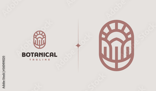 Leaf Plant Flower Monoline Logo. Universal creative premium symbol. Vector sign icon logo template. Vector illustration