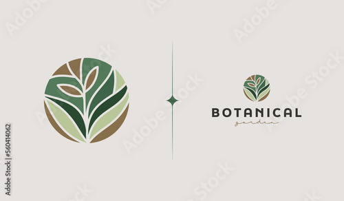 Leaf Plant Flower Monoline Logo. Universal creative premium symbol. Vector sign icon logo template. Vector illustration