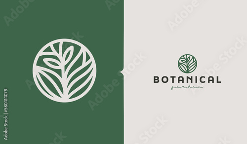Leaf Plant Flower Monoline Logo. Universal creative premium symbol. Vector sign icon logo template. Vector illustration