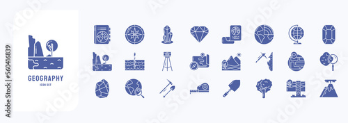 Geology and geography, study of Planet Earth icon set