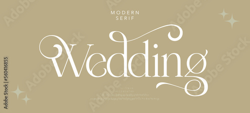 Obraz na plátně Luxury wedding alphabet letters font with tails