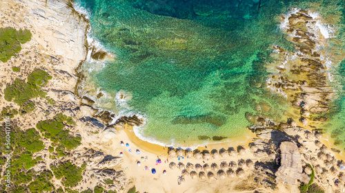 Aerial view in Tigania beach in Greece.