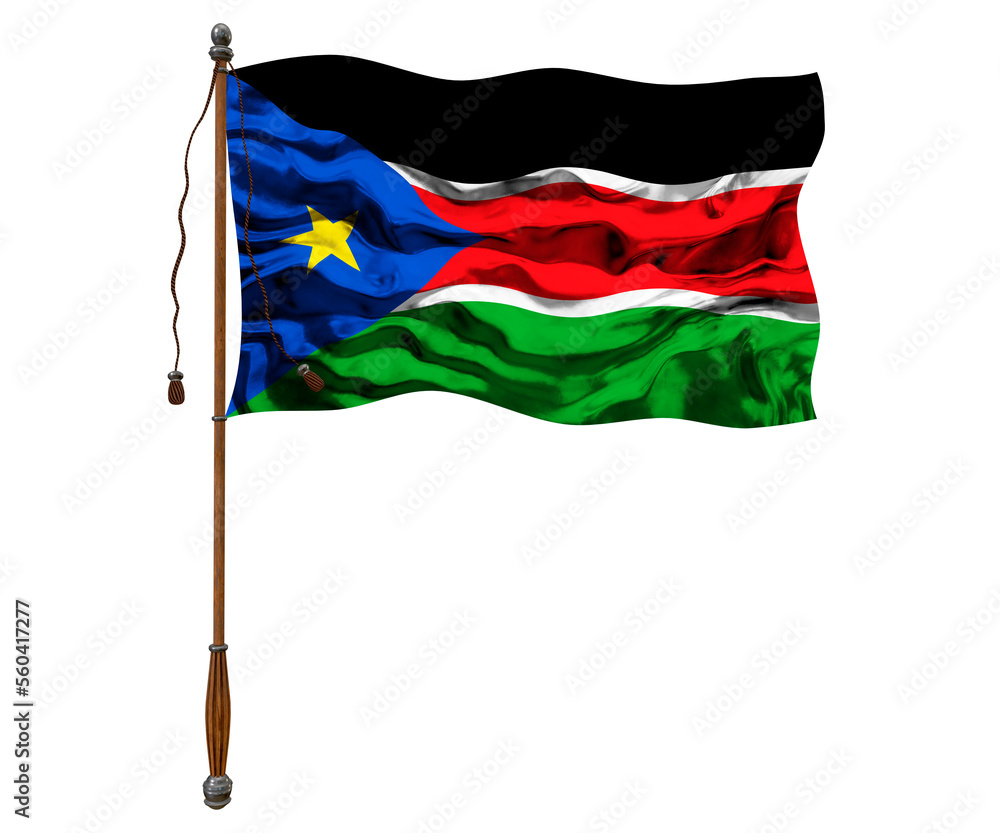National flag of South Sudan. Background with flag of South Sudan. National flag of South Sudan. Background with flag of South Sudan.