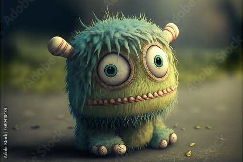 angry cute green monster photo