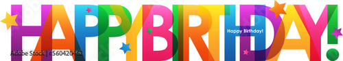 Photography HAPPY BIRTHDAY! colorful banner with stars on transparent background