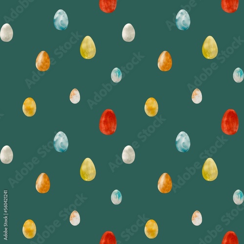 Egg Easter turquoise seamless pattern a watercolor