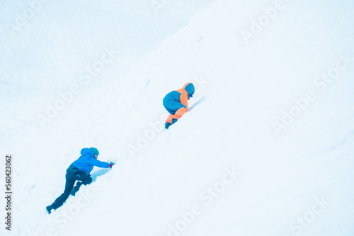 Kids playing on the snow