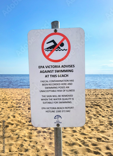 Environmental Protection Authority advises against swimming in Port Phillip Bay because of faecal contamination caused by flooding and contaminated water discharged into the bay. photo