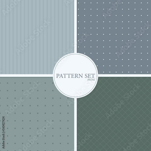 Obraz na płótnie blue gray green color palette minimal seamless pattern set with delicate geometric elements on lighter and darker background w salonie