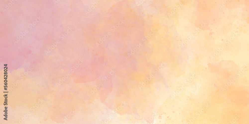 Abstract watercolor background with space pink  and orange watercolor background. Beautiful abstract color pink texture background on white surface granite, orange and pink cloud sky on art graphics.